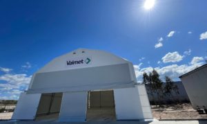 Finest Hall Factory OÜ toodetud ja paigaldatud PVC hall mõõtudega 15x25m, kõrgusega 6 m Valmet Lda-le Portugalis