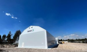 Finest Hall Factory OÜ toodetud ja paigaldatud PVC hall mõõtudega 15x25m, kõrgusega 6 m Valmet Lda-le Portugalis