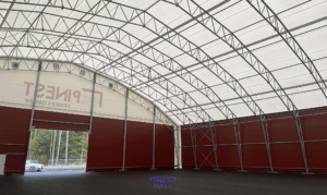 Finest-Hall Factory OÜ toodetud ja paigaldatud PVC hall mõõtudega 40x80m, kõrgusega 7 meetrit Pinest AS-le.