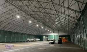 Finest-Hall Factory OÜ toodetud ja paigaldatud PVC hall mõõtudega 40x80m, kõrgusega 7 meetrit VinCom OÜ-le.